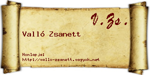 Valló Zsanett névjegykártya